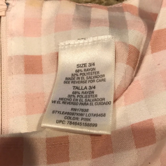 Thrifted White and Pink Checkered Dress Size 3/4 - Picture 3 of 8